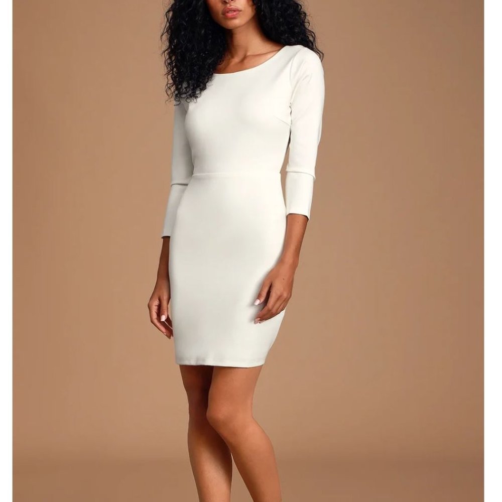 Lulu's White Lace Bodycon Backless Dress - Picture 2 of 7